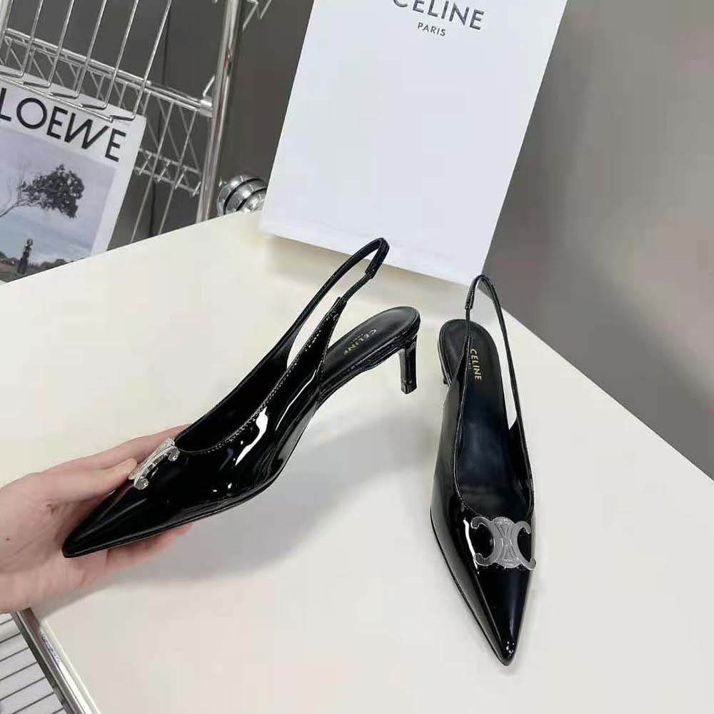 Celine Women Alma Triomphe Slingback in Glossy Calfskin - image 5