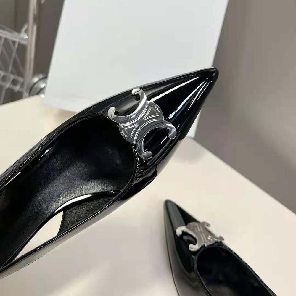 Celine Women Alma Triomphe Slingback in Glossy Calfskin - image 9