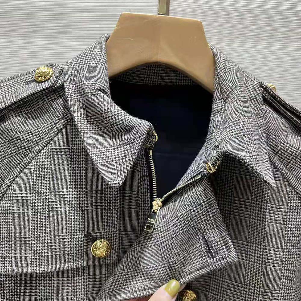 Celine Women Bomber Jacket in Prince of Wales Flannel - image 4