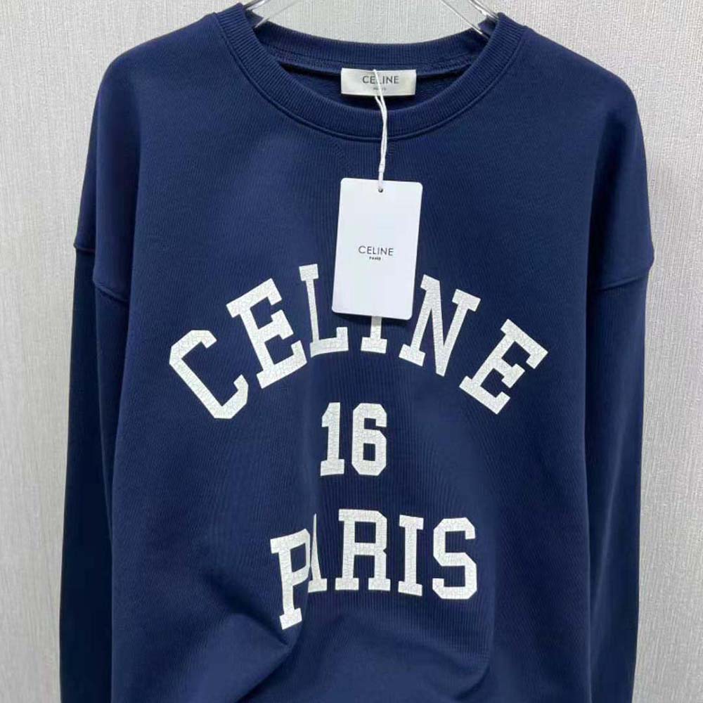 Celine Men Celine Paris 16 Sweatshirt in Cotton Fleece-Navy - image 5