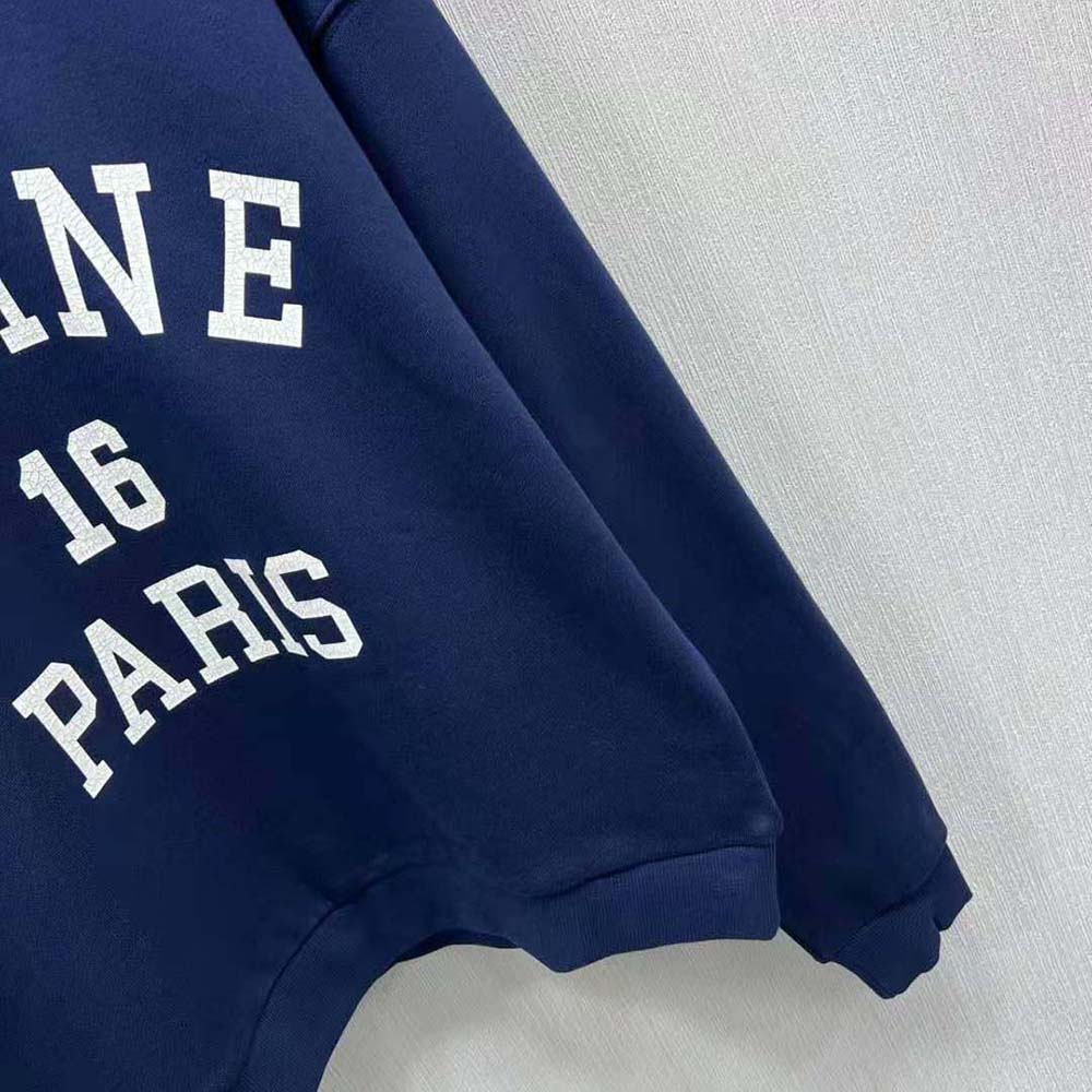 Celine Men Celine Paris 16 Sweatshirt in Cotton Fleece-Navy - image 9