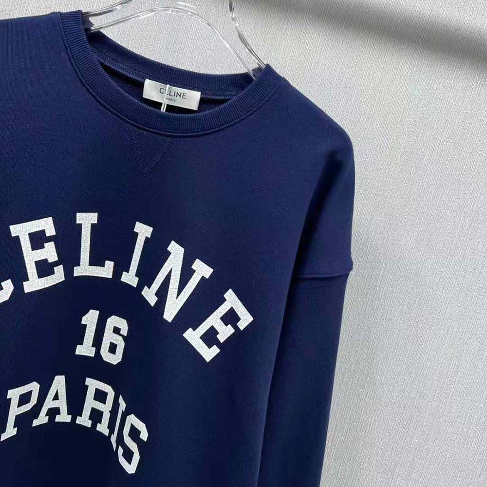 Celine Men Celine Paris 16 Sweatshirt in Cotton Fleece-Navy - image 8