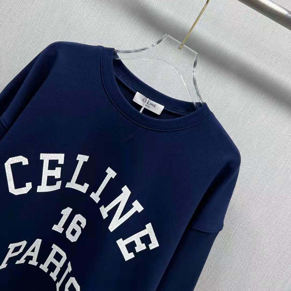 Celine Men Celine Paris 16 Sweatshirt in Cotton Fleece-Navy - image 7