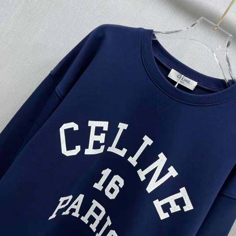 Celine Men Celine Paris 16 Sweatshirt in Cotton Fleece-Navy - image 6