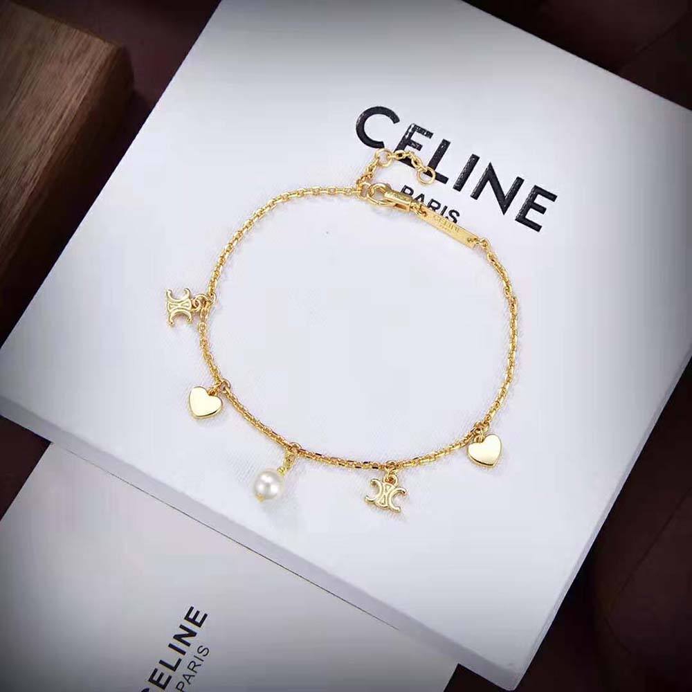 Full length of Celine Women Cœur Celine Charms Bracelet showing adjustable clasp detail
