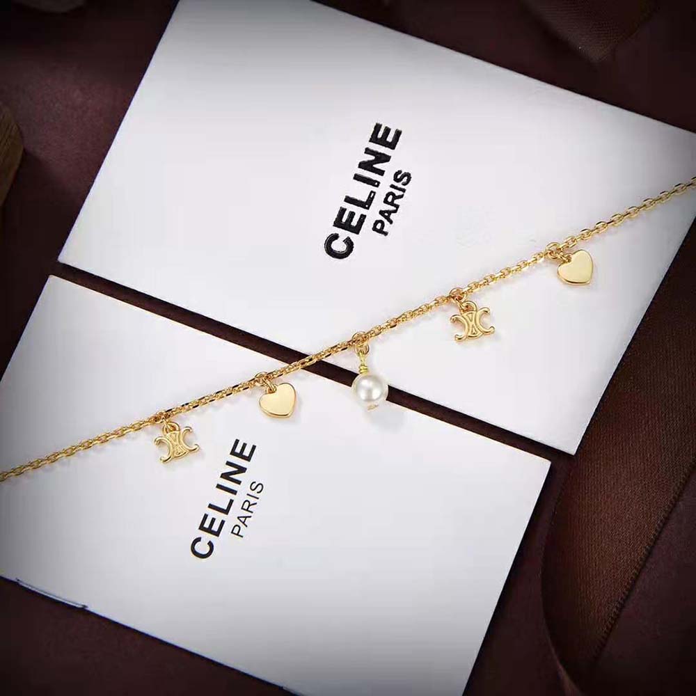 Celine Women Cœur Celine Charms Bracelet in Brass with Gold Finish and Resin Pearl - image 4
