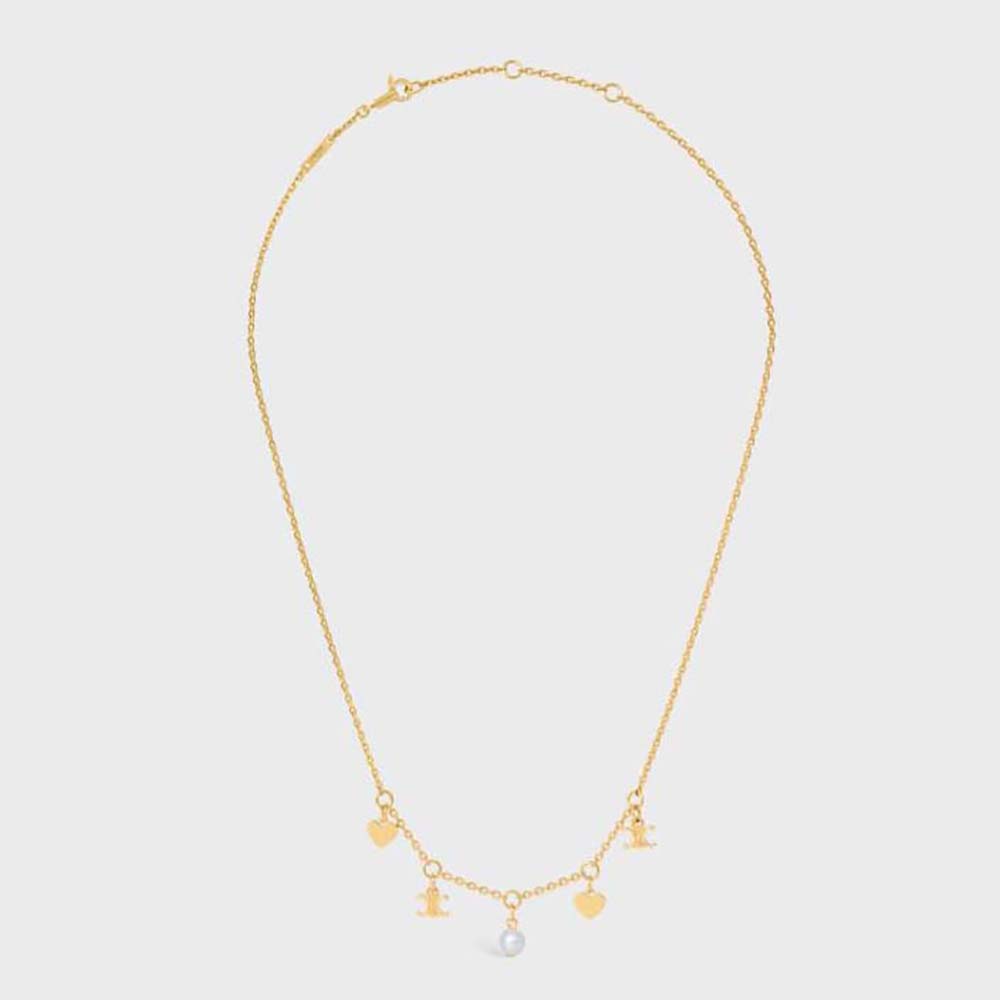 Close-up of Celine Women Cœur Celine Charms Necklace gold heart charm detail