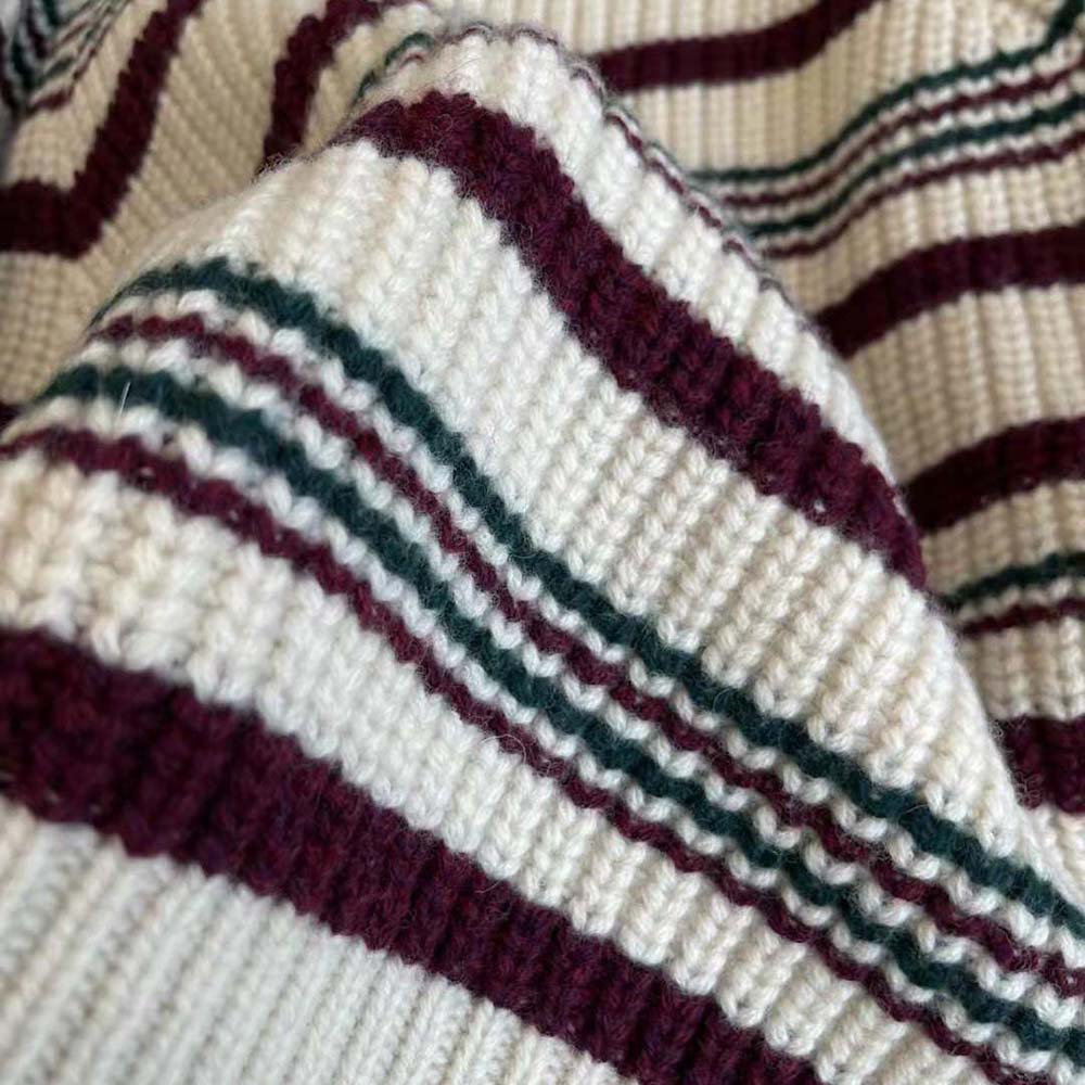 Celine Women Crew Neck Sweater in Striped Ribbed Wool - image 4