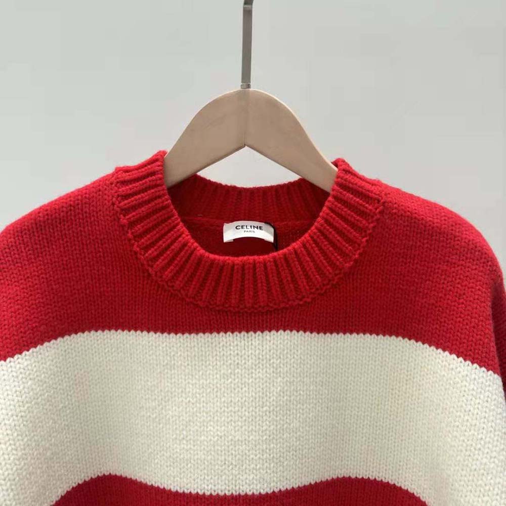 Celine Men Crew Neck Sweater in Wool Cashmere and Silk-Red - image 4