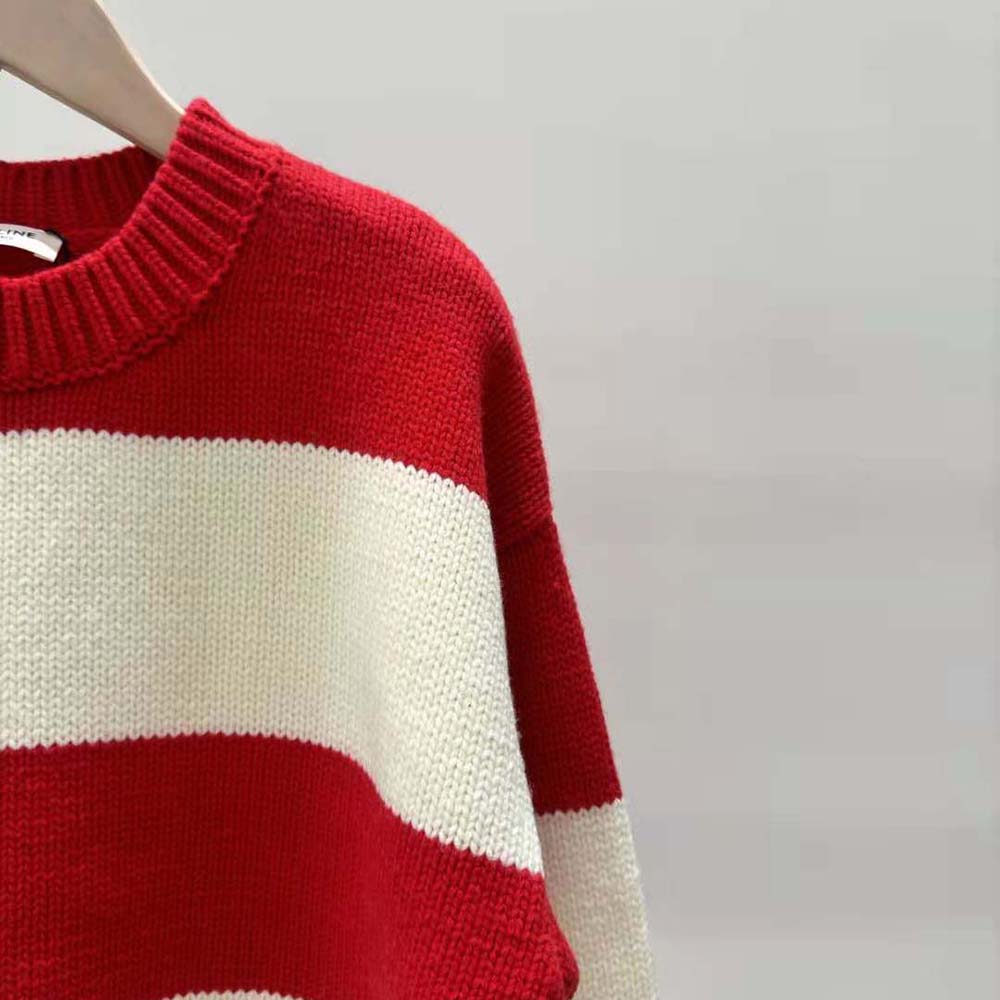 Celine Men Crew Neck Sweater in Wool Cashmere and Silk-Red - image 6