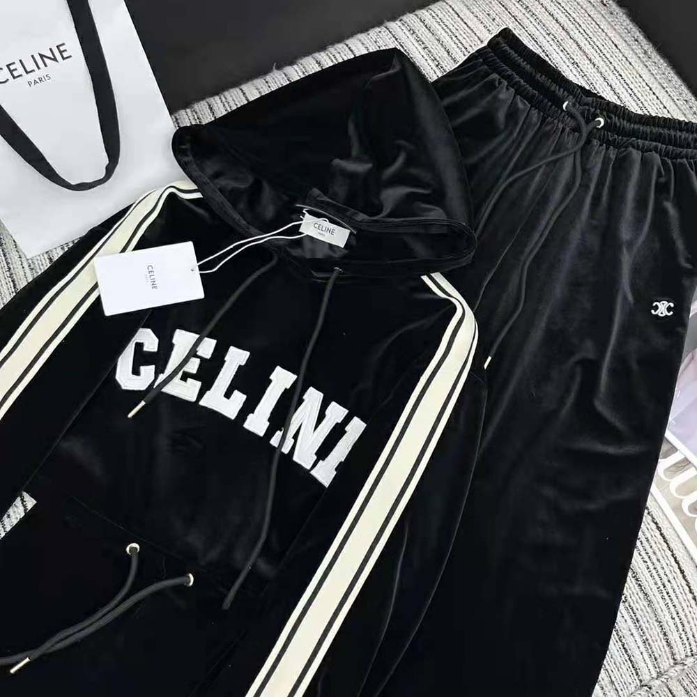 Celine Women Cropped Hoodie in Velvet Jersey - image 5