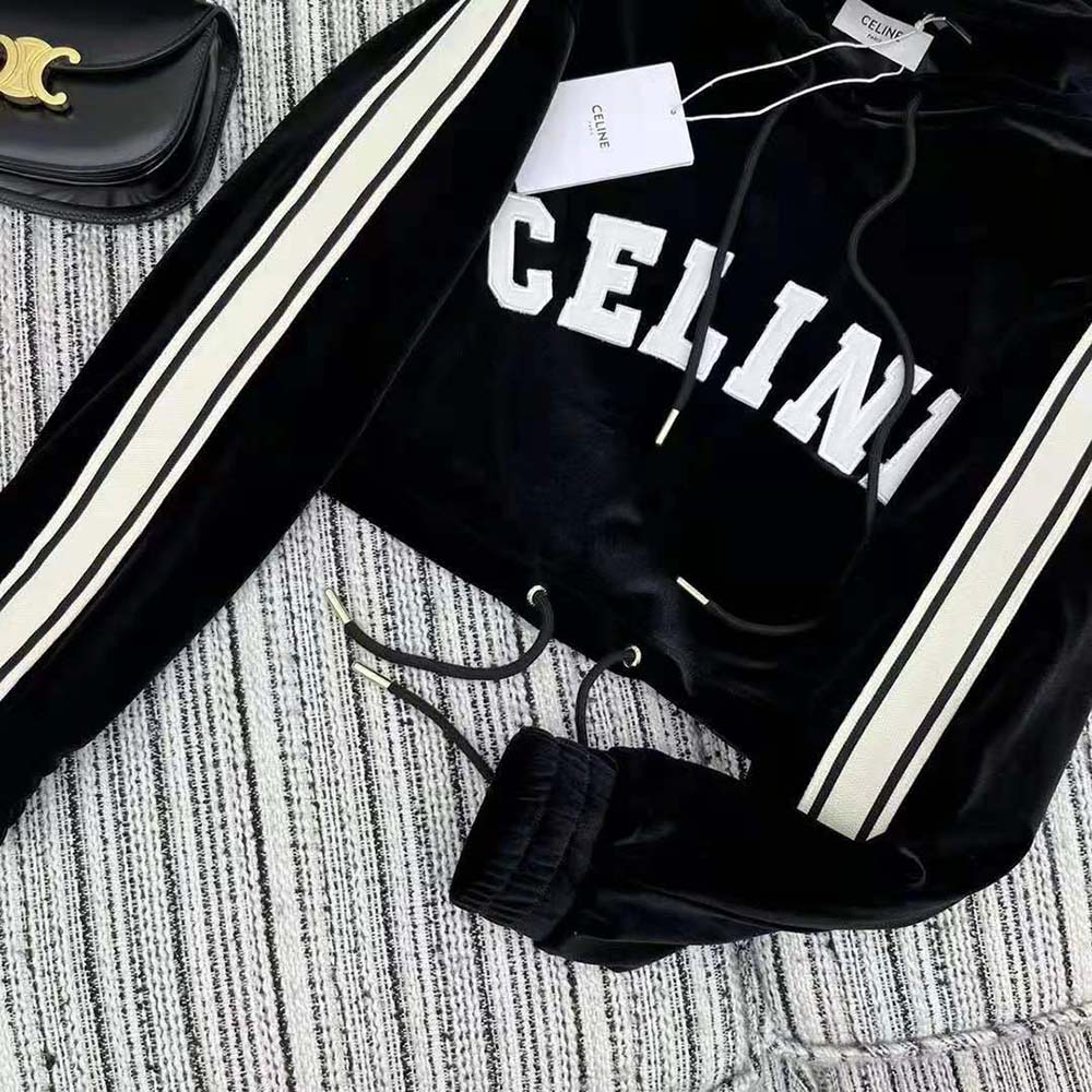 Celine Women Cropped Hoodie in Velvet Jersey - image 8