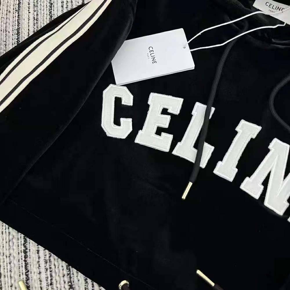 Celine Women Cropped Hoodie in Velvet Jersey - image 7