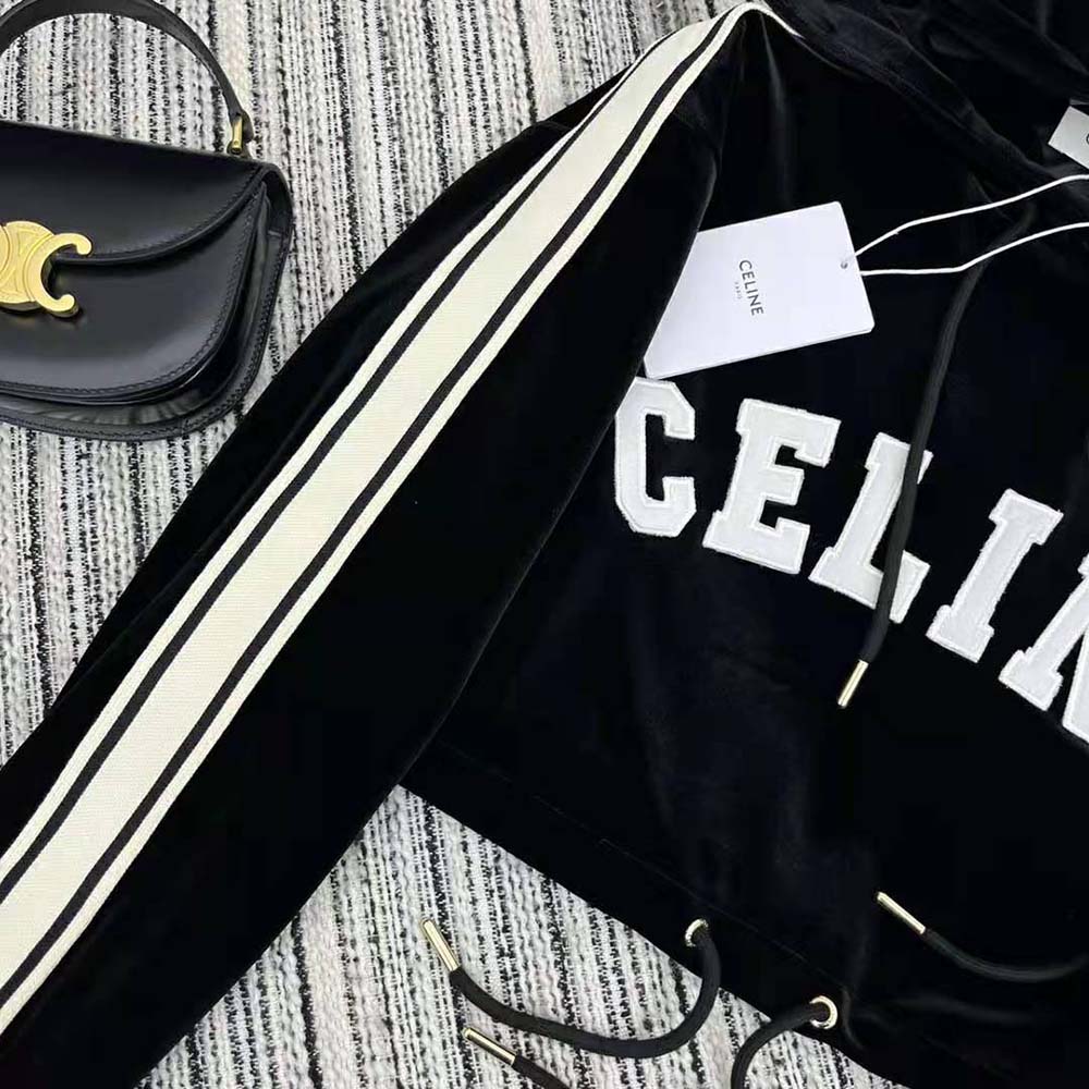 Celine Women Cropped Hoodie in Velvet Jersey - image 6