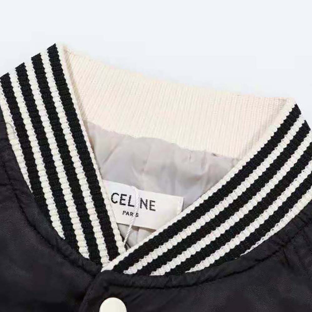 Celine Men Embroidered Teddy Jacket in Satin-finish Nylon-Black - image 4