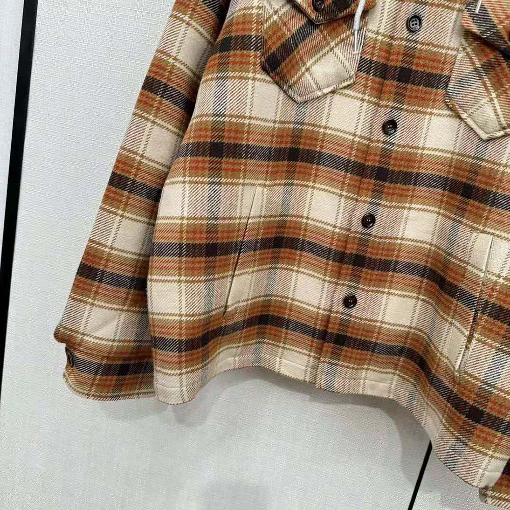 Celine Men Hooded Overshirt in Checked Wool - image 7