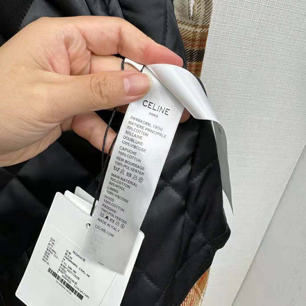Celine Men Hooded Overshirt in Checked Wool - image 10