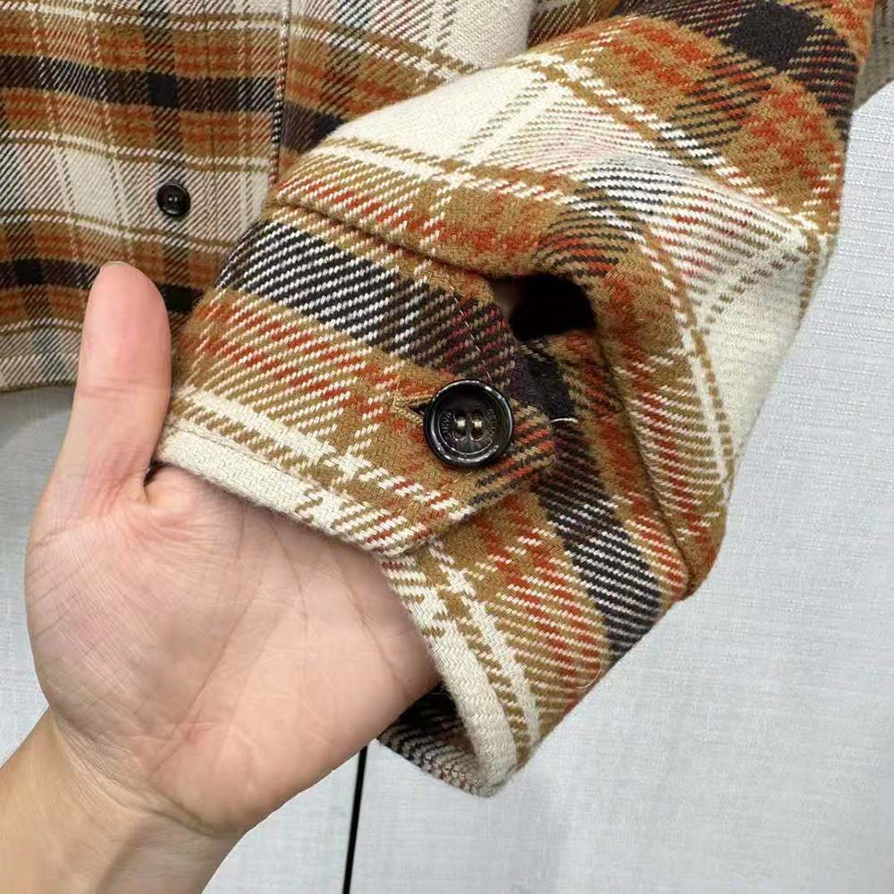 Celine Men Hooded Overshirt in Checked Wool - image 9