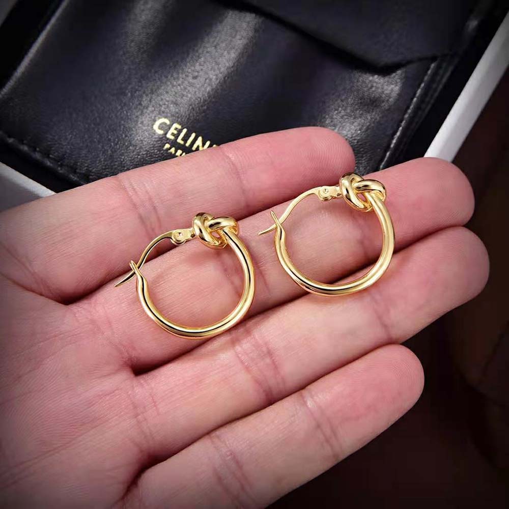 Celine Women Knot Small Hoops in Brass with Gold Finish - image 6