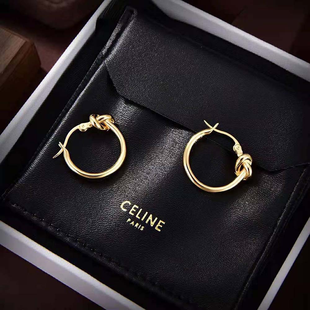Celine Women Knot Small Hoops in Brass with Gold Finish - image 5