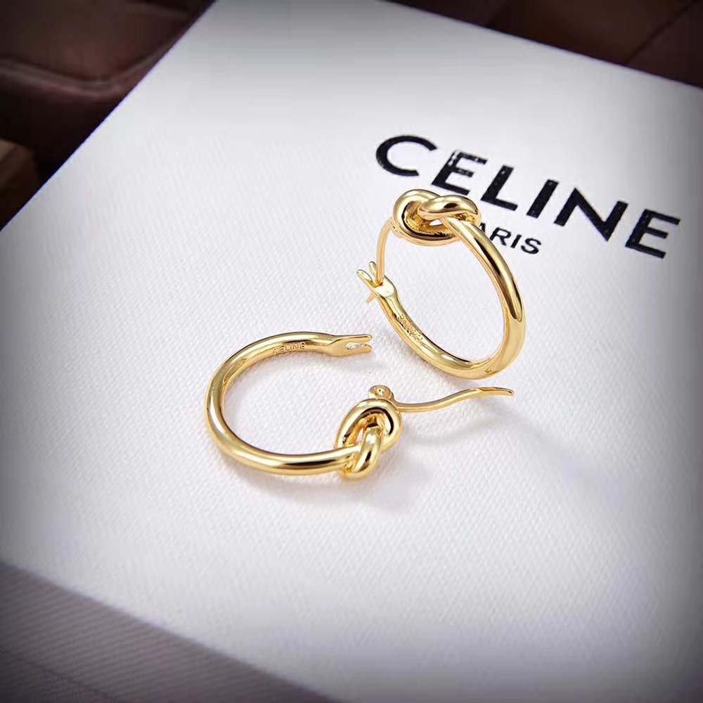 Celine Women Knot Small Hoops in Brass with Gold Finish - image 4