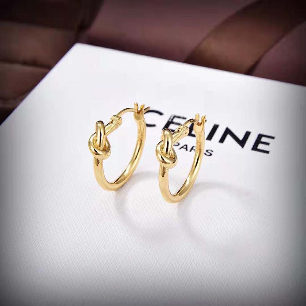 Close-up detail of knot on Celine Women Knot Small Hoops