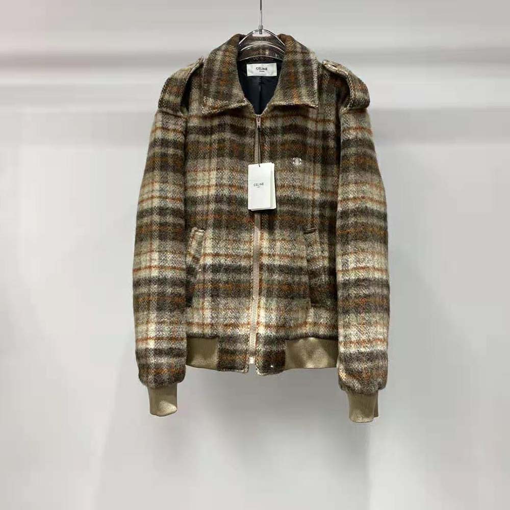 Close-up of teddy collar detail on Celine Men Loose Teddy Jacket