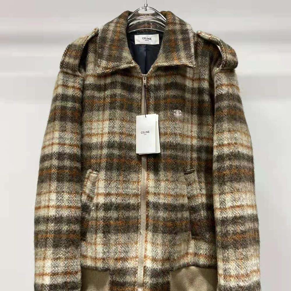 Celine Men Loose Teddy Jacket in Brushed Checked Tweed - image 4