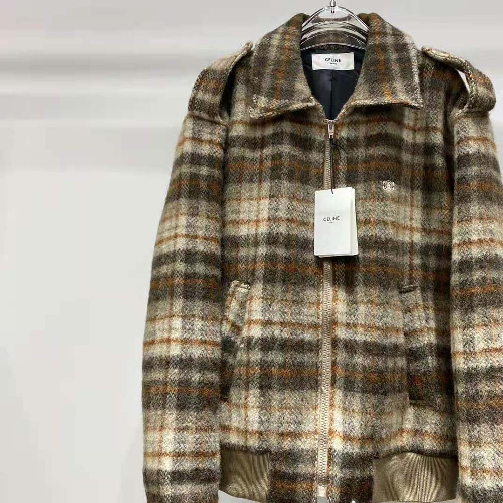 Side profile showing loose fit of Celine Men Loose Teddy Jacket