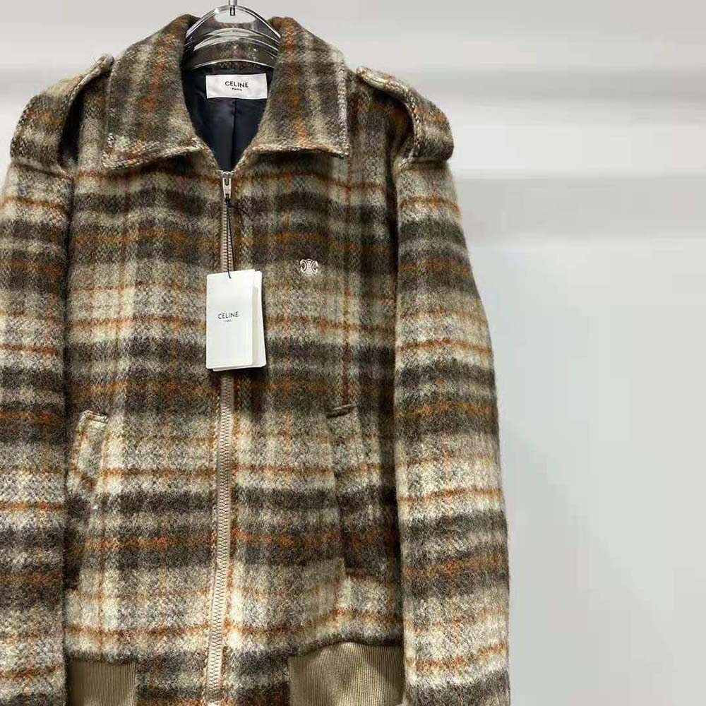 Celine Men Loose Teddy Jacket in Brushed Checked Tweed - image 5
