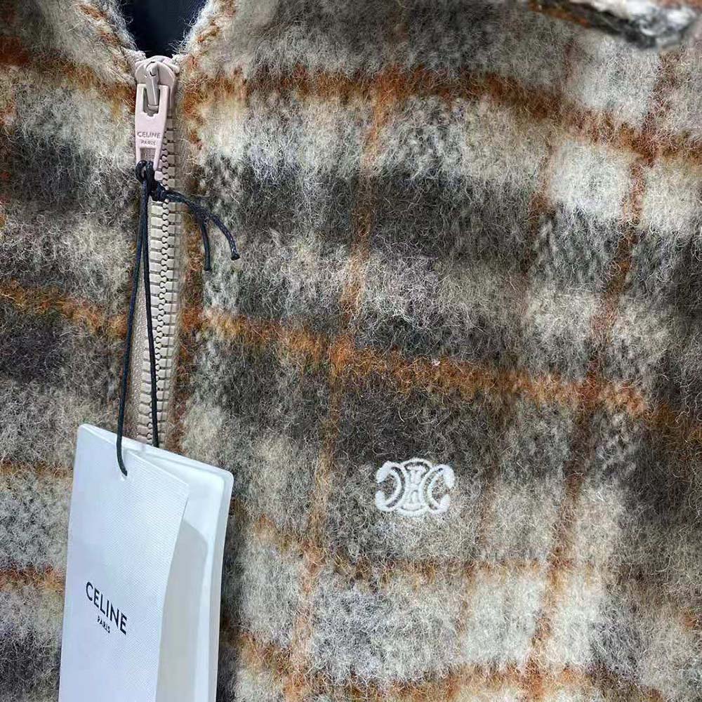 Celine Men Loose Teddy Jacket in Brushed Checked Tweed - image 7