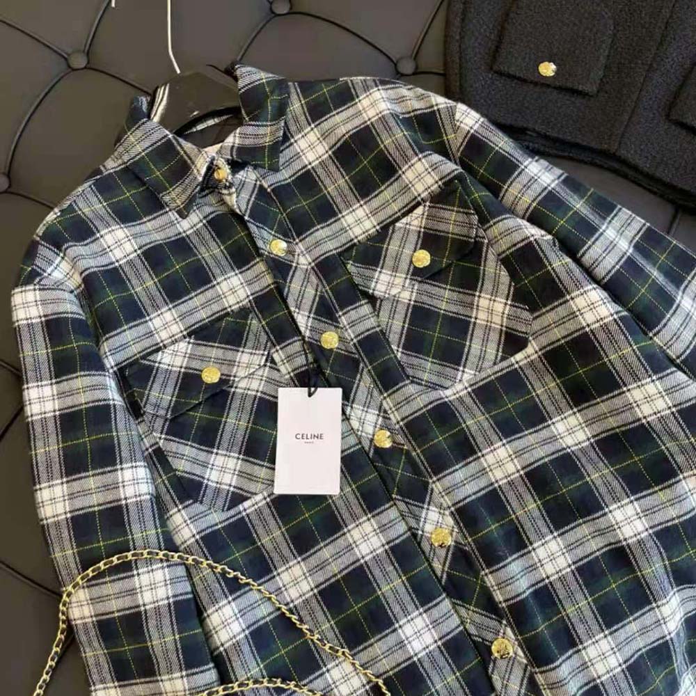 Celine Men Overshirt in Tartan Cashmere - image 4