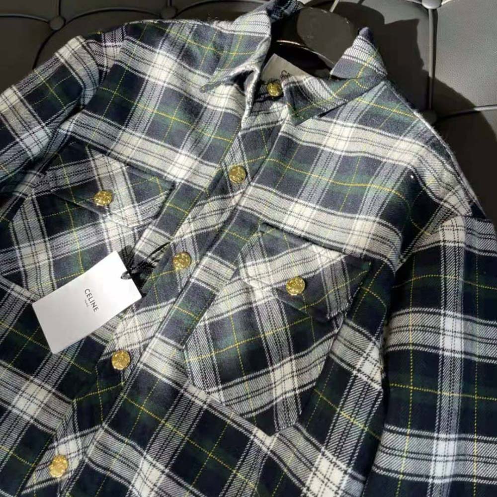 Celine Men Overshirt in Tartan Cashmere - image 6