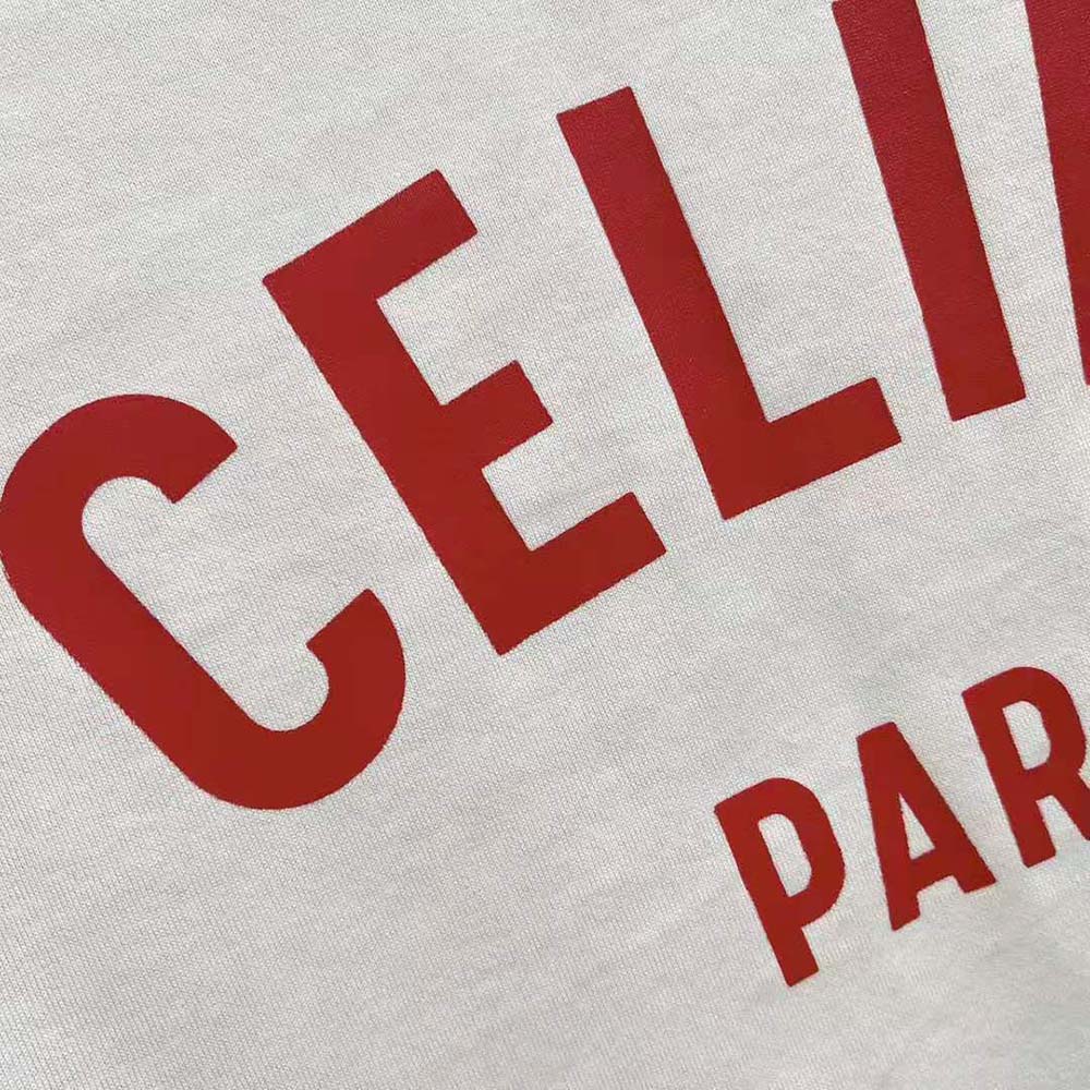 Celine Men Paris Boxy T-shirt in Cotton Jersey-Red - image 7