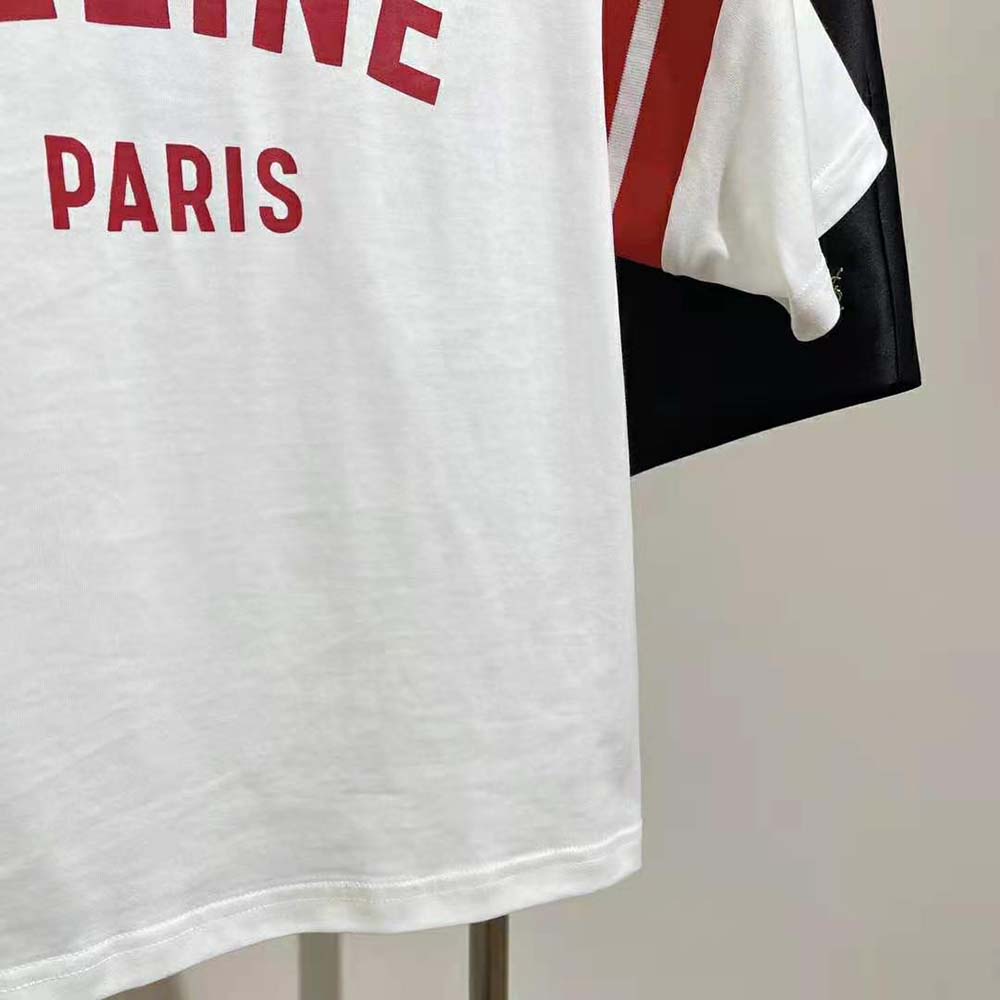 Celine Men Paris Boxy T-shirt in Cotton Jersey-Red - image 9