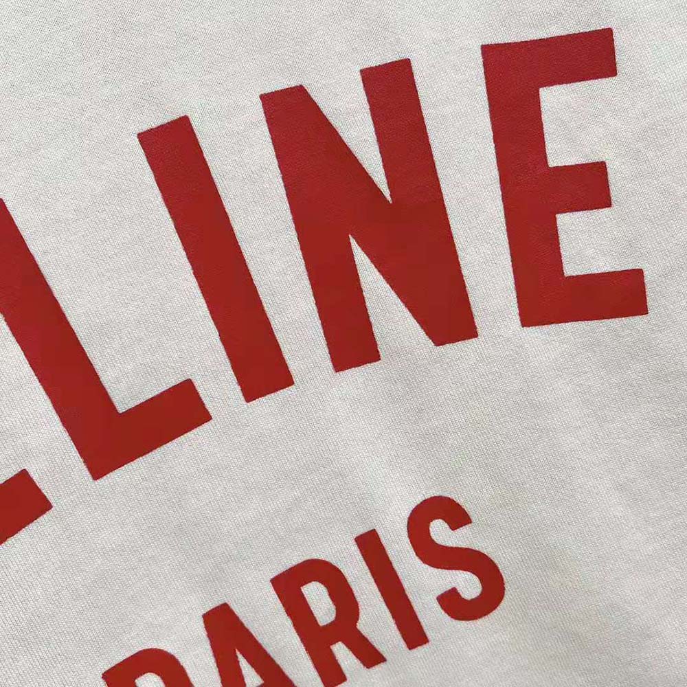 Celine Men Paris Boxy T-shirt in Cotton Jersey-Red - image 5