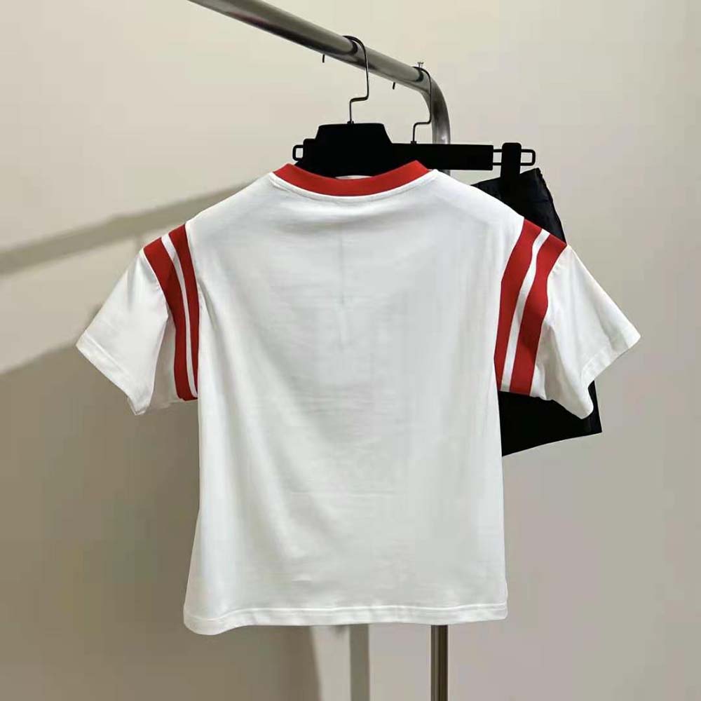 Side angle showing boxy fit of Celine Men Paris Cotton Jersey T-shirt