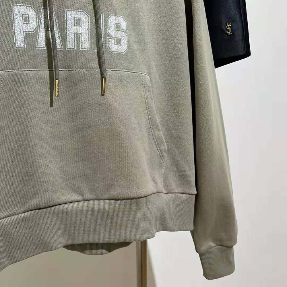 Celine Men Paris Loose Hoodie in Cotton Fleece-Green - image 8