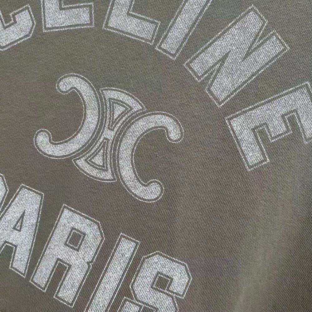 Celine Men Paris Loose Hoodie in Cotton Fleece-Green - image 10