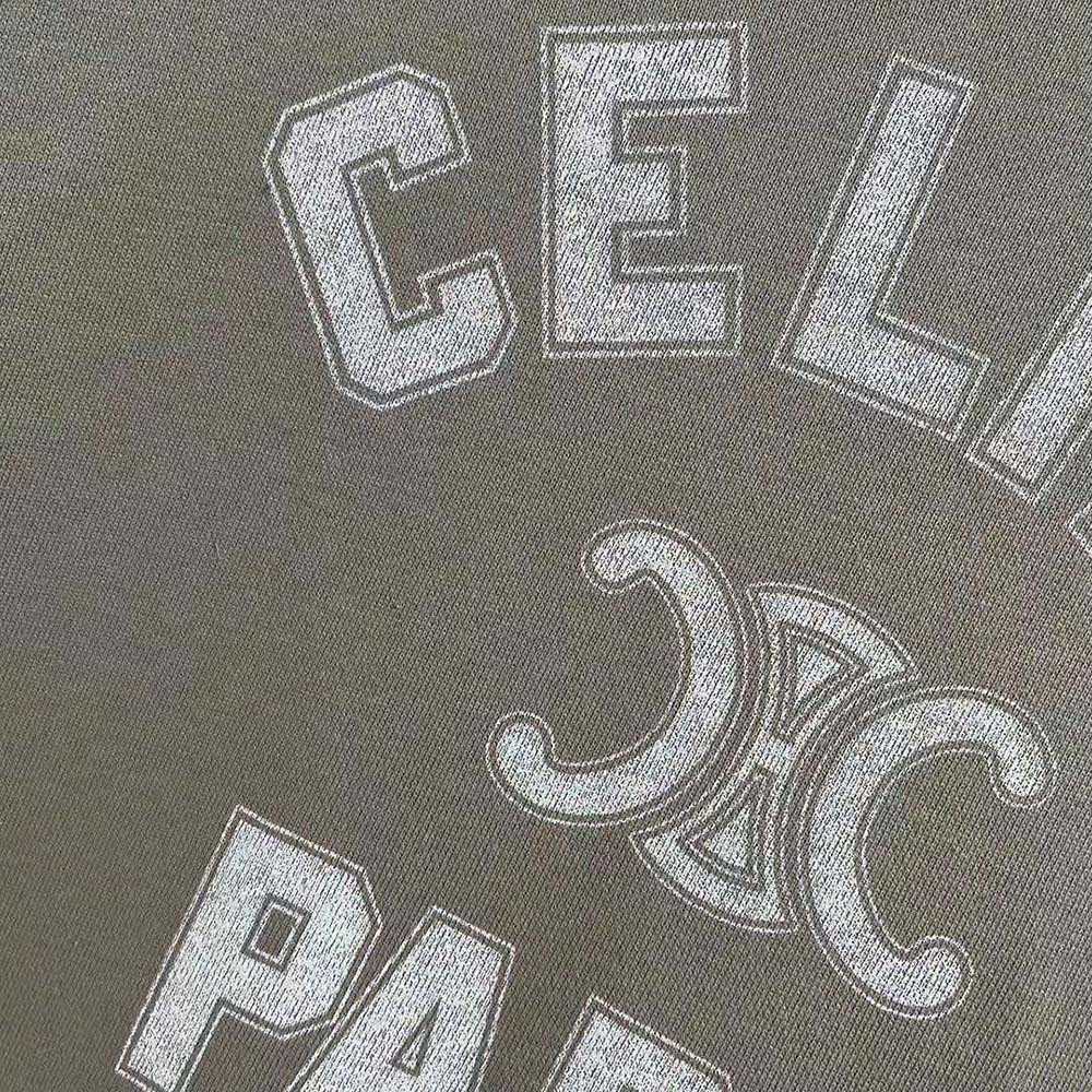Celine Men Paris Loose Hoodie in Cotton Fleece-Green - image 9