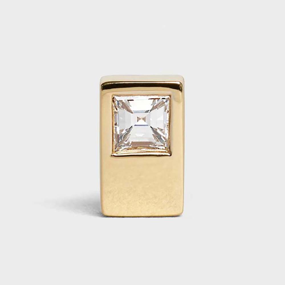 Close-up front angle of Celine Women Sentimental Double Square Stud in yellow gold
