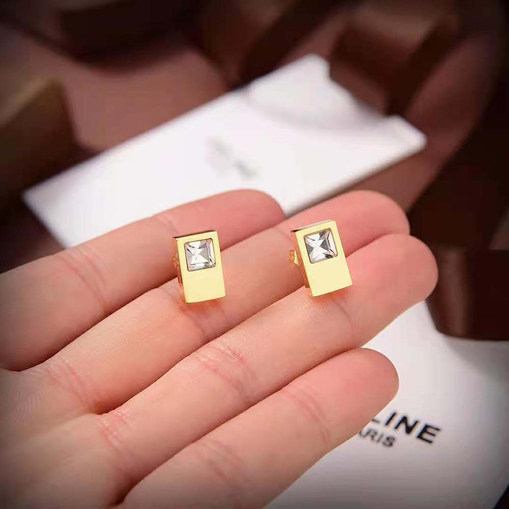 Celine Women Sentimental Double Square Stud in Yellow Gold and Diamond - image 6