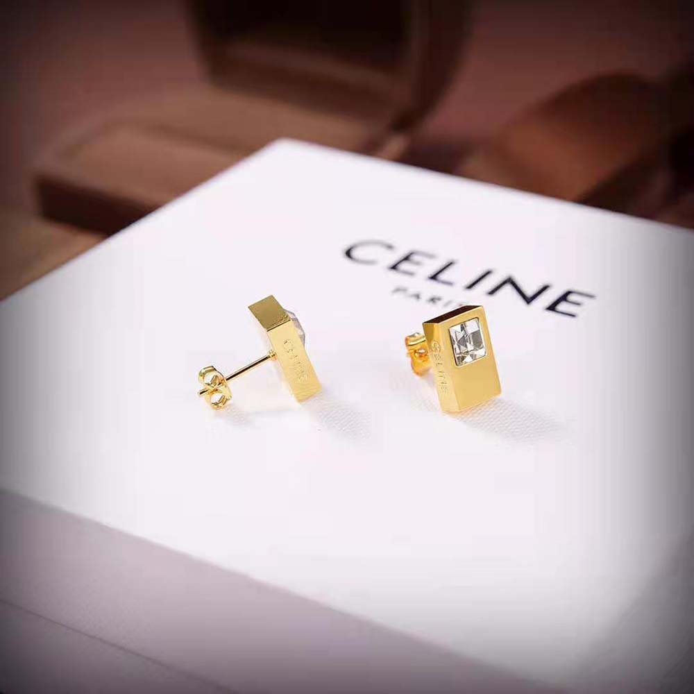 Celine Women Sentimental Double Square Stud in Yellow Gold and Diamond - image 5