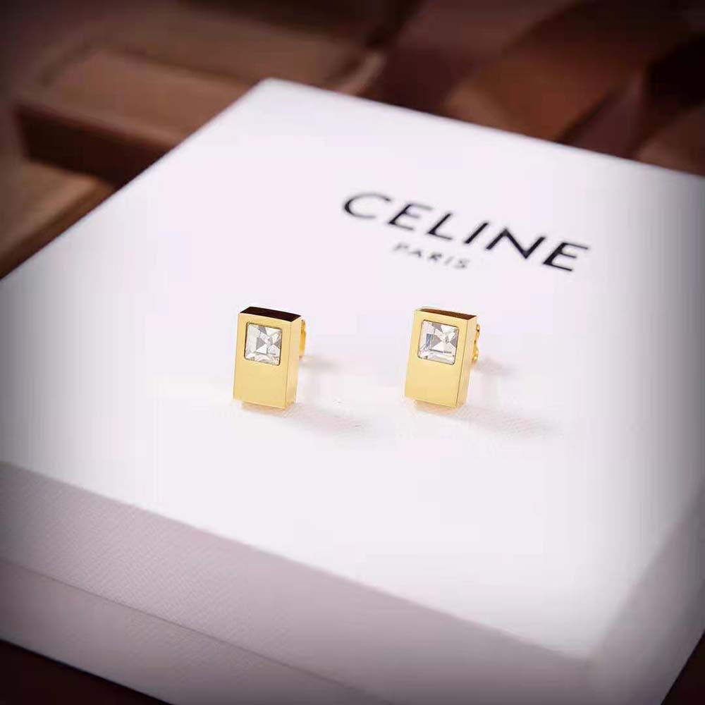 Celine Women Sentimental Double Square Stud in Yellow Gold and Diamond - image 4