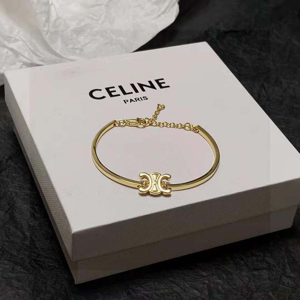 Side view of Celine Women Triomphe Articulated Bracelet showing flexible links