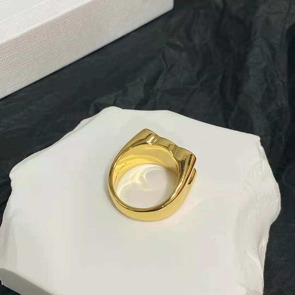 Close-up of embossed Triomphe emblem on Celine Women Triomphe Chevalière Ring