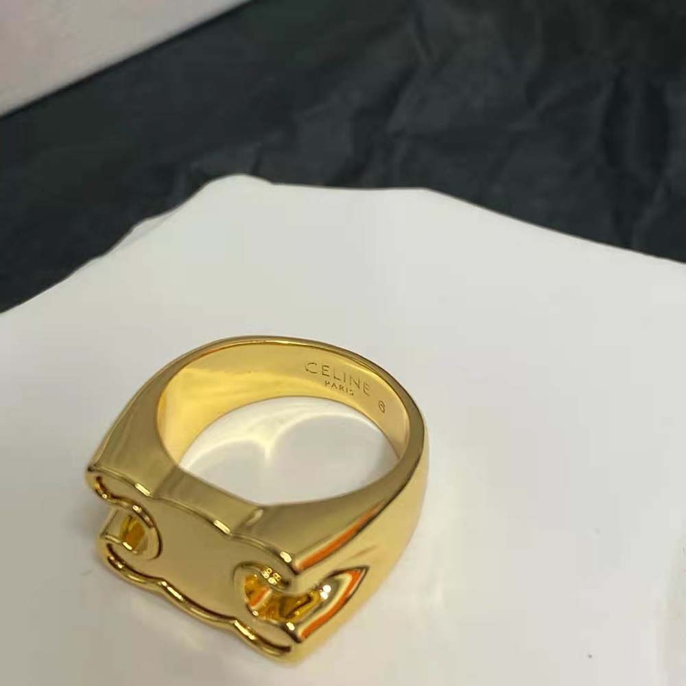 Celine Women Triomphe Chevalière Ring in Brass with Gold Finish - image 7