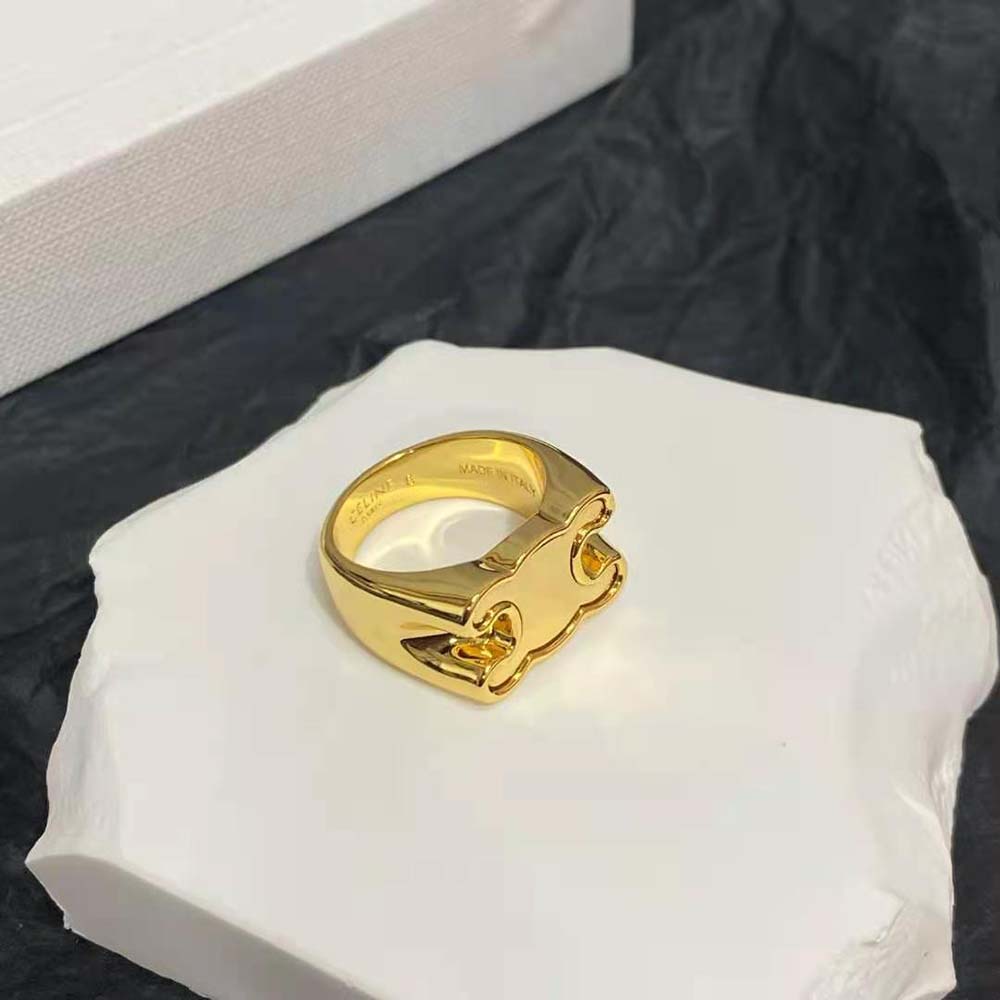 Celine Women Triomphe Chevalière Ring in Brass with Gold Finish - image 4
