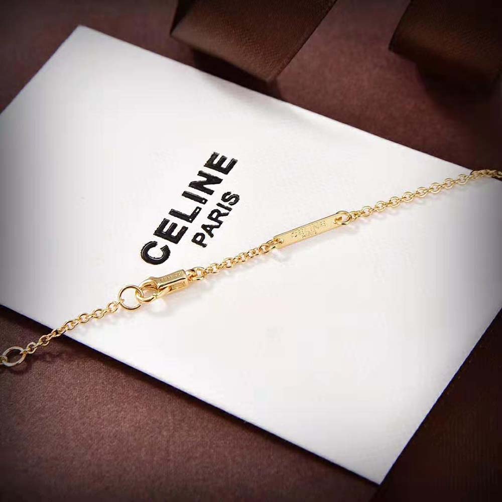 Celine Women Triomphe Cube Necklace in Brass with Gold Finish and Colored Enamel - image 7