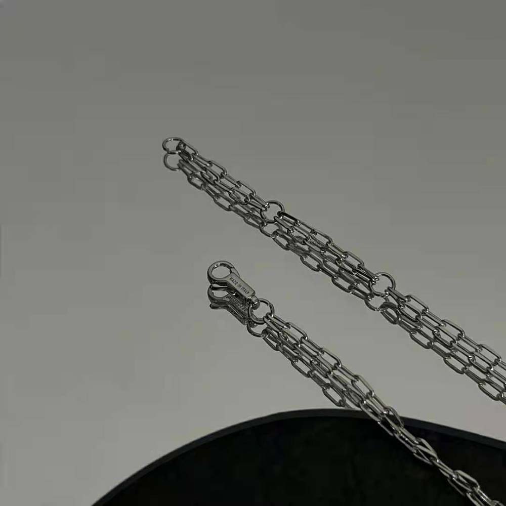 Celine Women Triomphe Folk Tie Long Necklace in Brass with Rhodium Finish - image 6